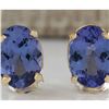 Image 1 : 2.00 CTW Natural Blue Tanzanite Earrings In 14K Yellow Gold