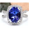 Image 1 : 5.11 CTW Natural Tanzanite 14K Solid White Gold Diamond Ring