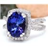 Image 2 : 5.11 CTW Natural Tanzanite 14K Solid White Gold Diamond Ring