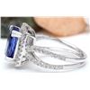 Image 3 : 5.11 CTW Natural Tanzanite 14K Solid White Gold Diamond Ring
