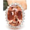 Image 1 : 16.60 CTW Natural Morganite 18K Solid Rose Gold Diamond Ring