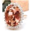 Image 2 : 16.60 CTW Natural Morganite 18K Solid Rose Gold Diamond Ring