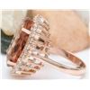 Image 3 : 16.60 CTW Natural Morganite 18K Solid Rose Gold Diamond Ring