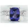 Image 1 : 5.40 CTW Tanzanite 18K White Gold Diamond Ring