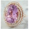 Image 2 : 19.30 CTW Kunzite 18K Rose Gold Diamond Ring