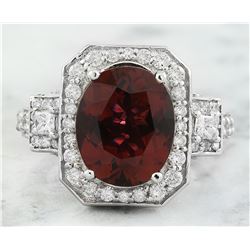 6.00 CTW Tourmaline 18K White Gold Diamond Ring