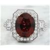 Image 1 : 6.00 CTW Tourmaline 18K White Gold Diamond Ring