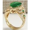 Image 3 : 8.00 CTW Natural Emerald And Diamond Ring 18K Solid Yellow Gold