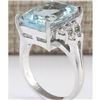 Image 3 : 8.13 CTW Natural Aquamarine And Diamond Ring In 18K Solid White Gold