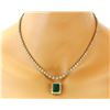 Image 1 : 13.80 CTW Natural Emerald 18K Solid Yellow Gold Diamond Necklace