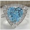 Image 1 : 4.73 CTW Natural Aquamarine And Diamond Ring In 18K Solid White Gold