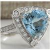 Image 2 : 4.73 CTW Natural Aquamarine And Diamond Ring In 18K Solid White Gold