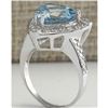 Image 3 : 4.73 CTW Natural Aquamarine And Diamond Ring In 18K Solid White Gold