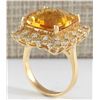 Image 3 : 13.50 CTW Natural Citrine And Diamond Ring In 18K Yellow Gold