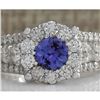 Image 1 : 2.36 CTW Natural Blue Tanzanite And Diamond Ring In 14K Solid White Gold