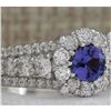 Image 2 : 2.36 CTW Natural Blue Tanzanite And Diamond Ring In 14K Solid White Gold