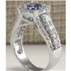 Image 3 : 2.36 CTW Natural Blue Tanzanite And Diamond Ring In 14K Solid White Gold