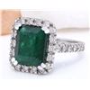 Image 2 : 5.82 CTW Natural Emerald 18K Solid White Gold Diamond Ring