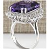 Image 3 : 15.12 CTW Natural Amethyst And Diamond Ring In 14K Solid White Gold
