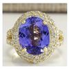 Image 1 : 8.54 CTW Natural Tanzanite And Diamond Ring In 14K Yellow Gold