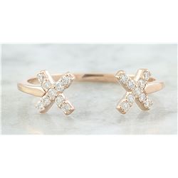 0.10 CTW Diamond 18K Rose Gold Double X Open Front Ring