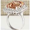 Image 3 : 15.08 CTW Natural Morganite And Diamond Ring In 18K White Gold