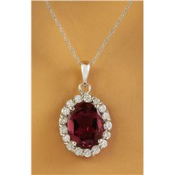 2.00 CTW Tourmaline 18K White Gold Diamond Necklace
