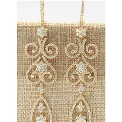 10.67 CTW Natural Diamond Earrings 18K Solid Yellow Gold