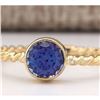 Image 1 : 1.00 CTW Natural Blue Tanzanite Ring 14k Solid Yellow Gold