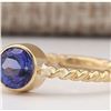 Image 2 : 1.00 CTW Natural Blue Tanzanite Ring 14k Solid Yellow Gold