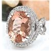 Image 2 : 14.10 CTW Natural Morganite 18K Solid White Gold Diamond Ring
