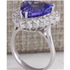 Image 3 : 8.12CTW Natural Blue Tanzanite And Diamond Ring In 18K White Gold