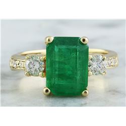 4.50 CTW Emerald 18K Yellow Gold Diamond Ring