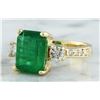 Image 2 : 4.50 CTW Emerald 18K Yellow Gold Diamond Ring
