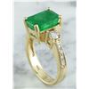 Image 4 : 4.50 CTW Emerald 18K Yellow Gold Diamond Ring