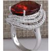 Image 3 : 20.25CTW Natural Hessonite Garnet And Diamond Ring In 18K White Gold