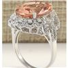 Image 3 : 9.80 CTW Natural Morganite And Diamond Ring In 18K White Gold