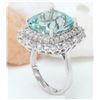 Image 4 : 11.71 CTW Natural Aquamarine 18K Solid White Gold Diamond Ring