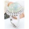 Image 5 : 14.41 CTW Natural Opal 18K Solid White Gold Diamond Ring