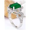 Image 4 : 4.43 CTW Natural Emerald 14K Solid White Gold Diamond Ring