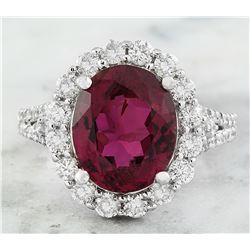 5.98 CTW Rubelite 18K White Gold Diamond Ring