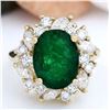 Image 1 : 6.94 CTW Natural Emerald 14K Solid Yellow Gold Diamond Ring