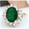 Image 2 : 6.94 CTW Natural Emerald 14K Solid Yellow Gold Diamond Ring