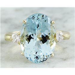 6.63 CTW Aquamarine 14K Yellow Gold Diamond Ring