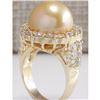 Image 3 : 2.00 CTW Natural 13.18Mm Gold South Sea Pearl Diamond Ring 14K Yellow Gold