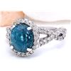 Image 2 : 6.99 CTW Natural Zircon 18K Solid White Gold Diamond Ring