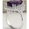 Image 3 : 7.75 CTW Natural Amethyst And Diamond Ring In 18K Solid White Gold