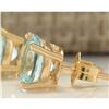 Image 2 : 3.00 CTW Natural Blue Aquamarine Earrings 14k Solid Yellow Gold