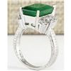 Image 3 : 6.10 CTW Natural Emerald And Diamond Ring In 14k White Gold