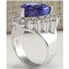 Image 3 : 11.21 CTW Natural Blue Tanzanite And Diamond Ring 14K Solid White Gold